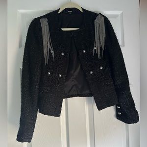 Embellished tweed military jacket